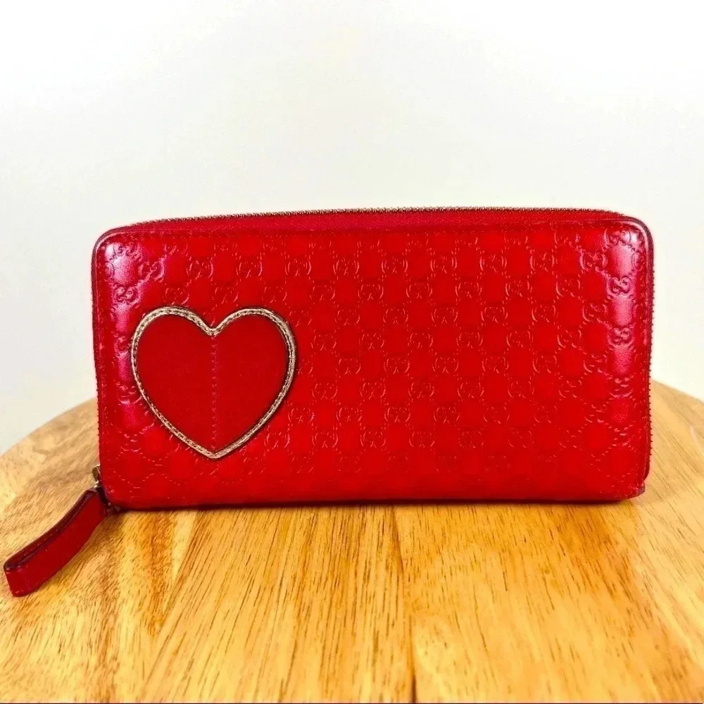 Gucci Red Leather Microguccissima Zip Around Wallet - Picture 6 of 13